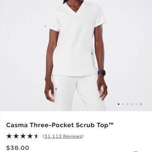 Figs White Casma Scrub Top